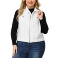 thumbnail image 1 of DARING DIVA Women's Plus Size Sleeveless Zip Up Button Down Jeans Vest 4X White, 1 of 7