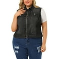 thumbnail image 1 of DARING DIVA Women's Plus Size Sleeveless Zip Up Button Down Jeans Vest 2X Black, 1 of 6