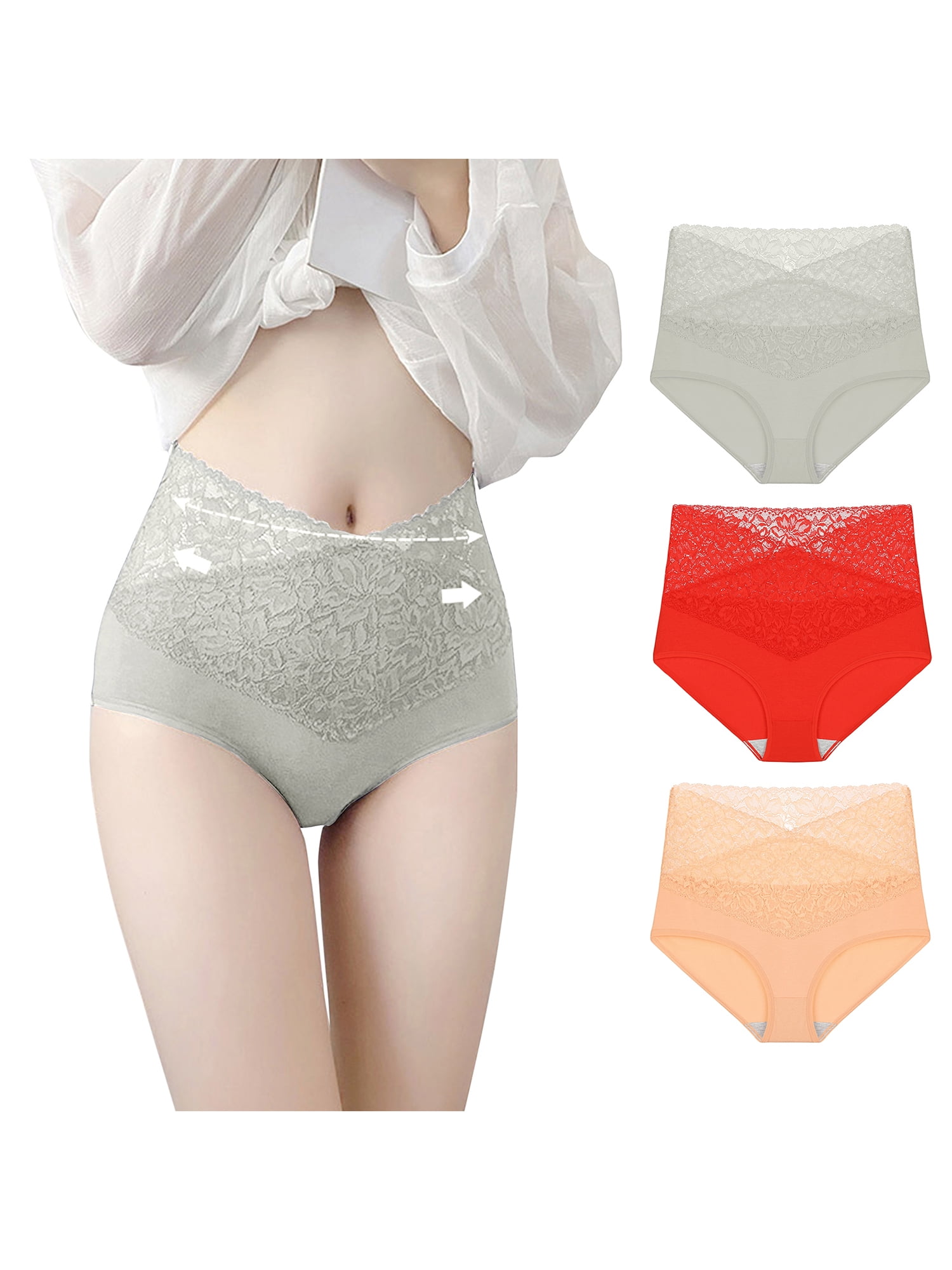 Unique Bargains Women's Plus Size Underwear Ladies Sexy Lace High Waisted  Panties
