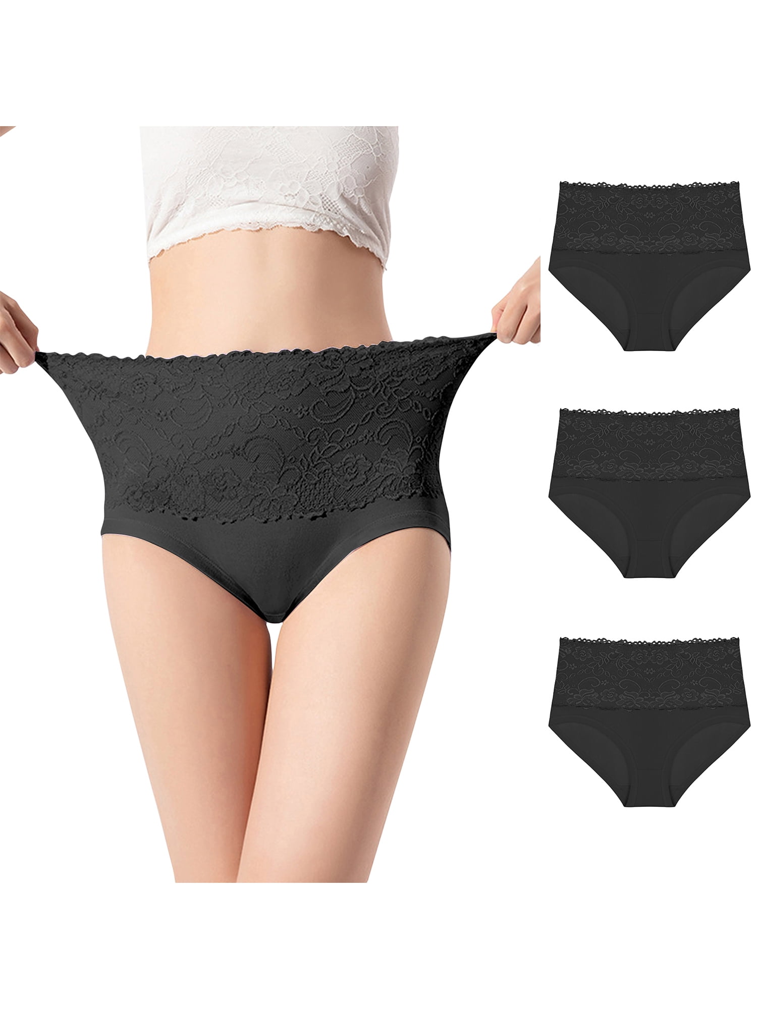 Sehao High Rise Underwear Women Women's Lace Briefs Lingerie Knickers  G-string Thongs Panties Underwear WH Spandex Lace Thong Plus Size Panties 