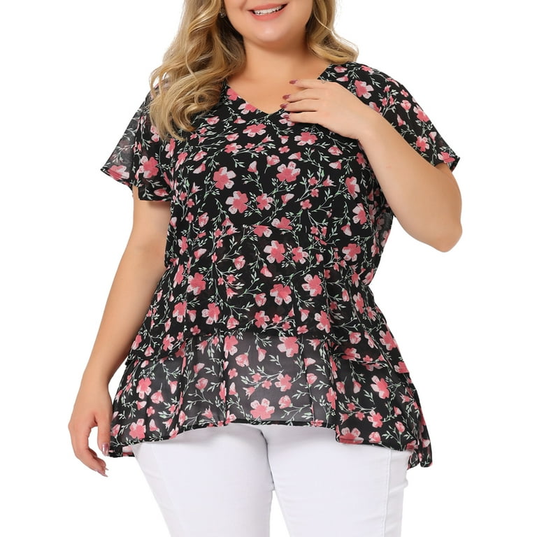 Plus size outlet floral print tops