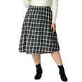 thumbnail image 1 of Unique Bargains Women's Plus Size Velvet A Line Knee Length Plaid Print Flare Skirt, 1 of 6