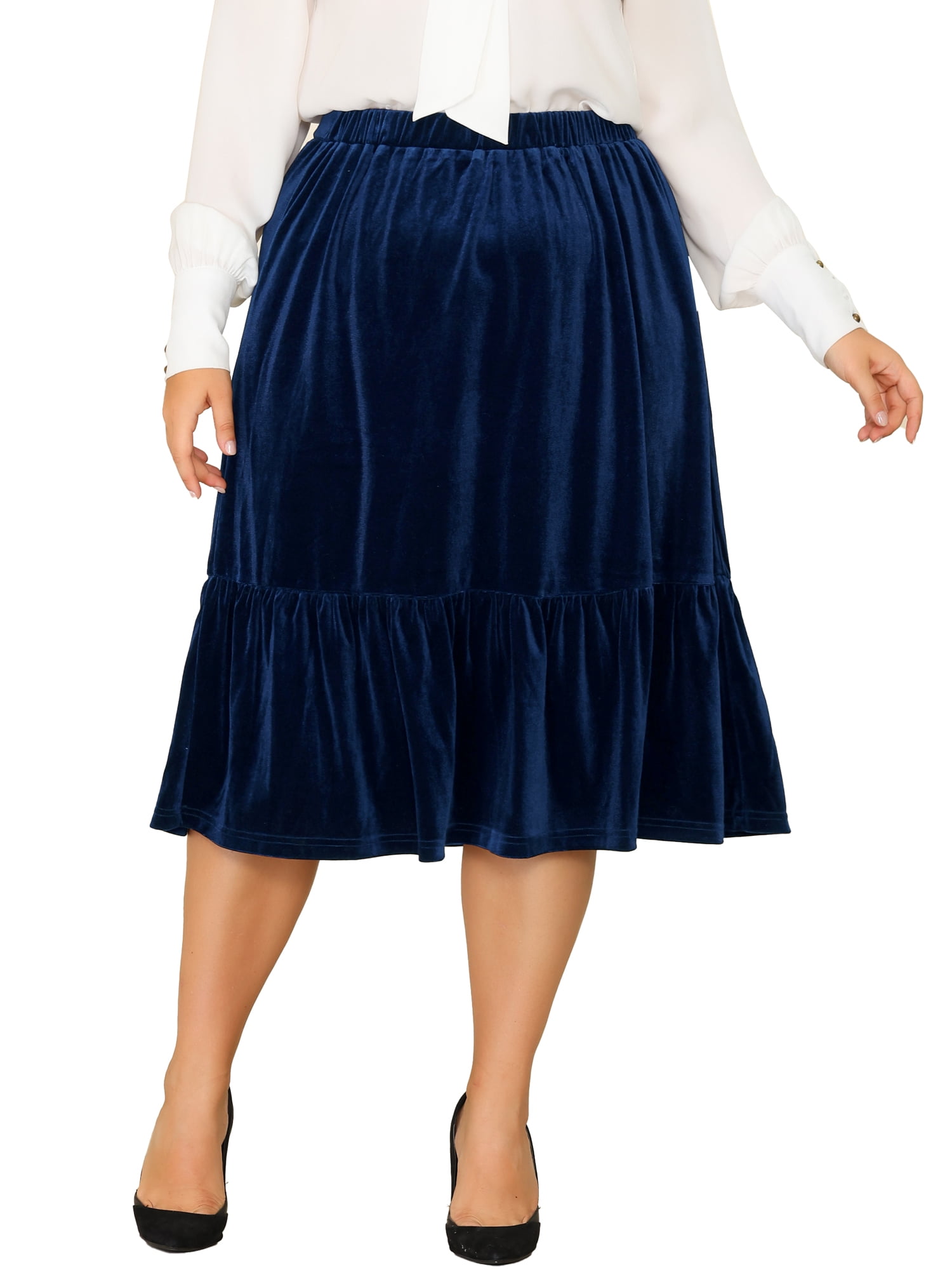Elastic waist cheap velvet skirt