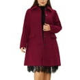 thumbnail image 1 of Unique Bargains Women's Plus Size Winter Peacoat Single-Breasted Coat, 1 of 6