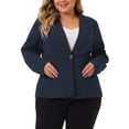 thumbnail image 1 of DARING DIVA Women's Plus Stylish Blazerwith Notch Lapel and Front Pockets Navy Blue 3X, 1 of 6