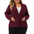 thumbnail image 1 of DARING DIVA Women's Plus Stylish Blazerwith Notch Lapel and Front Pockets Burgundy 3X, 1 of 6