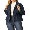thumbnail image 1 of Unique Bargains Women's Plus Size Zip Closure Biker Moto Jacket, 1 of 8