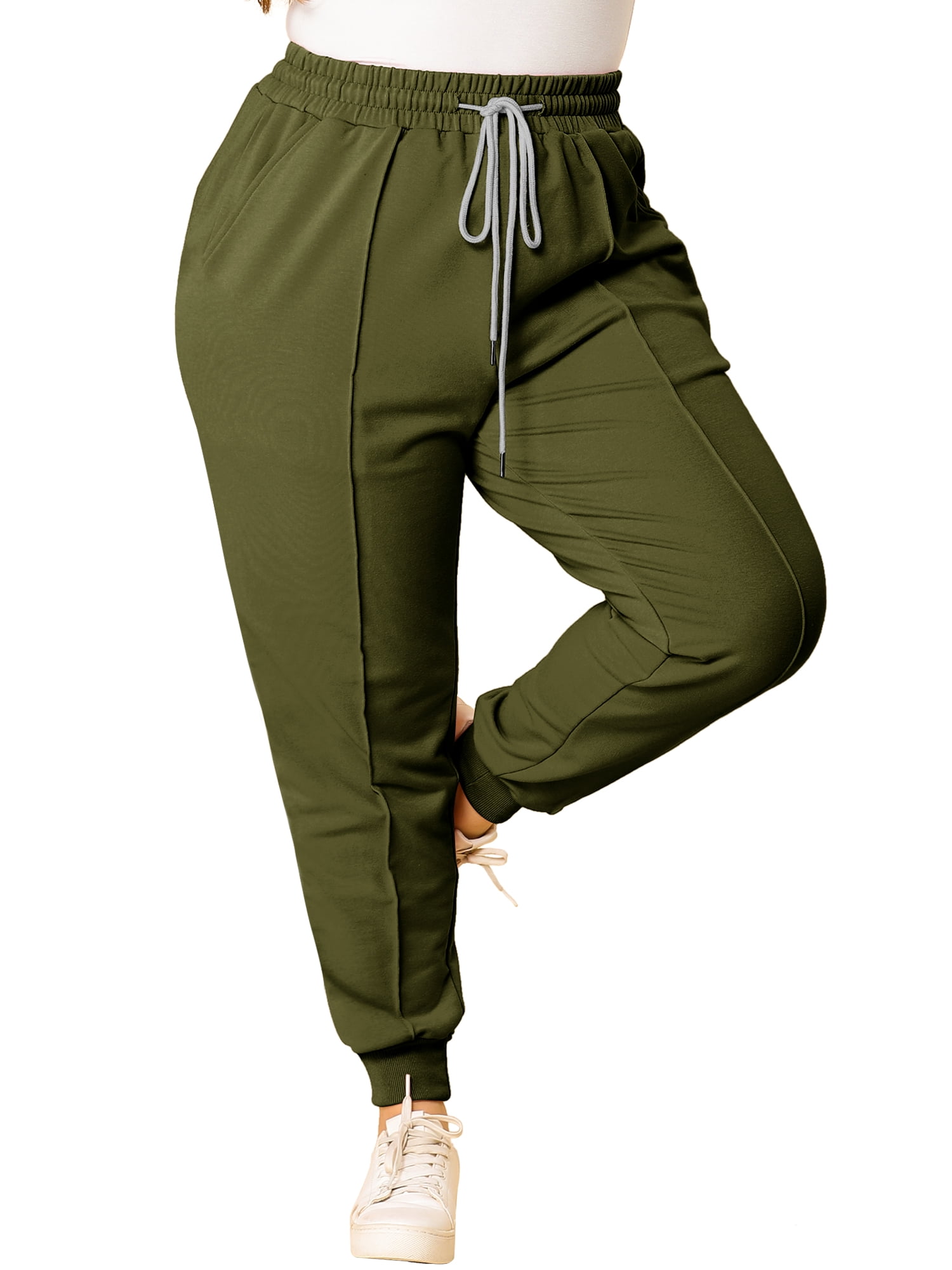 Unique Bargains Women's Plus Size Sweatpants Elastic Waist Joggers Pants