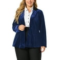 thumbnail image 1 of Unique Bargains Women's Plus Velvet Blazer Long Sleeve Work Jacket 4X Royal Blue, 1 of 7