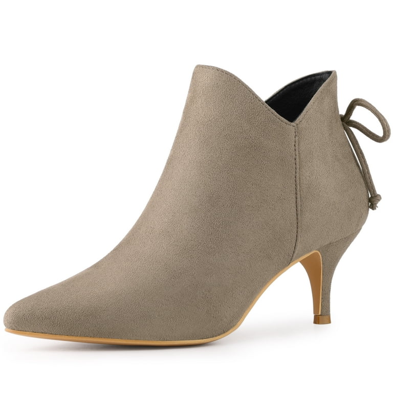 Grey kitten heel booties best sale