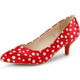 thumbnail image 1 of Unique Bargains Women's Pointed Toe Polka Dots Kitten Heels Pumps, 1 of 7