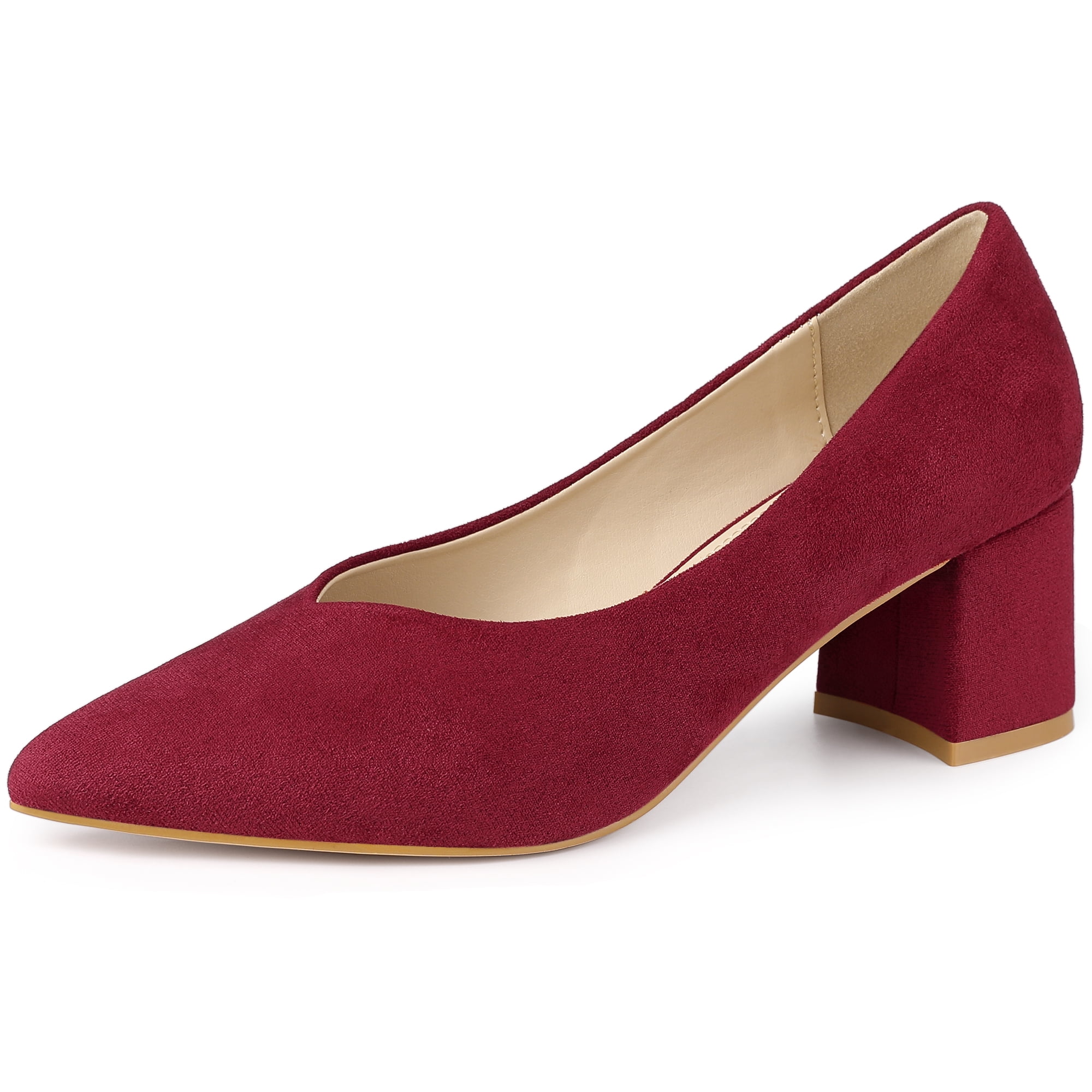 unique-bargains-women-s-pointy-toe-slip-on-low-chunky-heels-pumps
