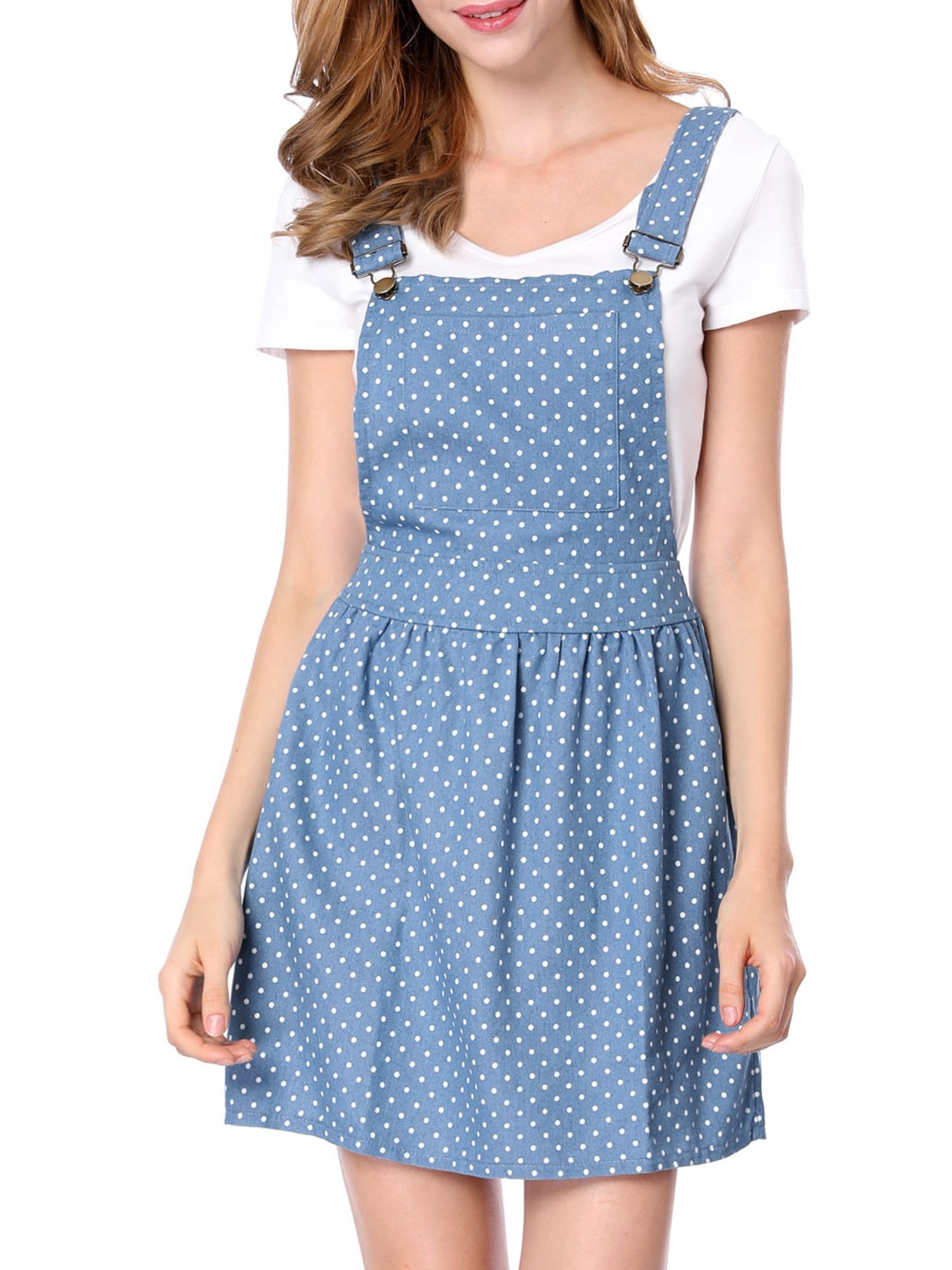 Unique Bargains Women's Polka Dots Pattern Suspender Overall Dress Skirt - Walmart.com