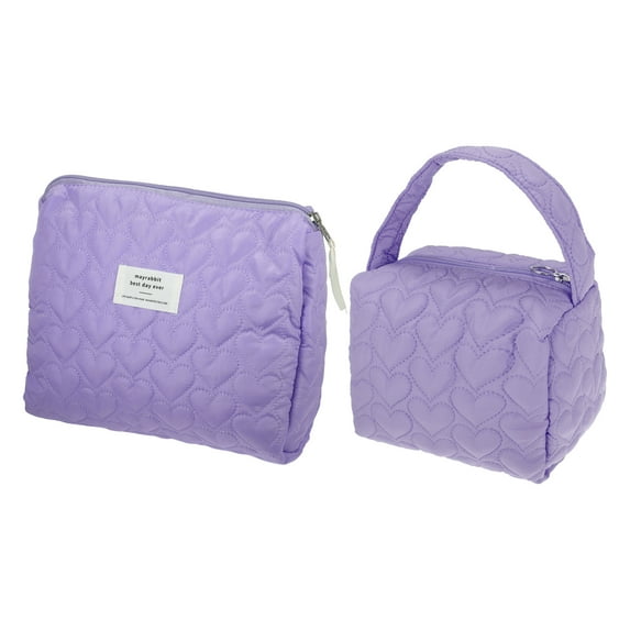 NOMADIC NOOK Women's Portable Heart Makeup Bag 2 Pcs Purple