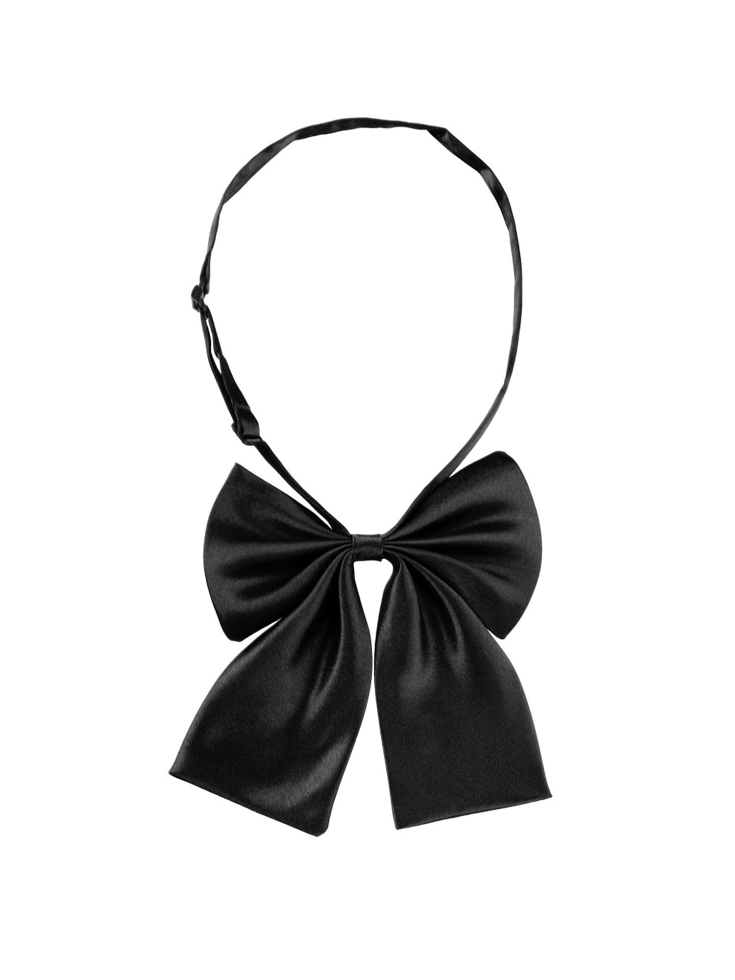 Unique Bargains Women's Pre-Tied Bowknot Bow Tie Adjustable Bowtie Solid Color Black