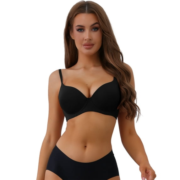 DARING DIVA Women's Push-Up Minimizers Adjustable Straps Underwired Bra Black 34 B