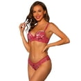 thumbnail image 1 of DARING DIVA Women's Underwired Bras and Panties Lingerie Sets B 38 Red Floral, 1 of 6