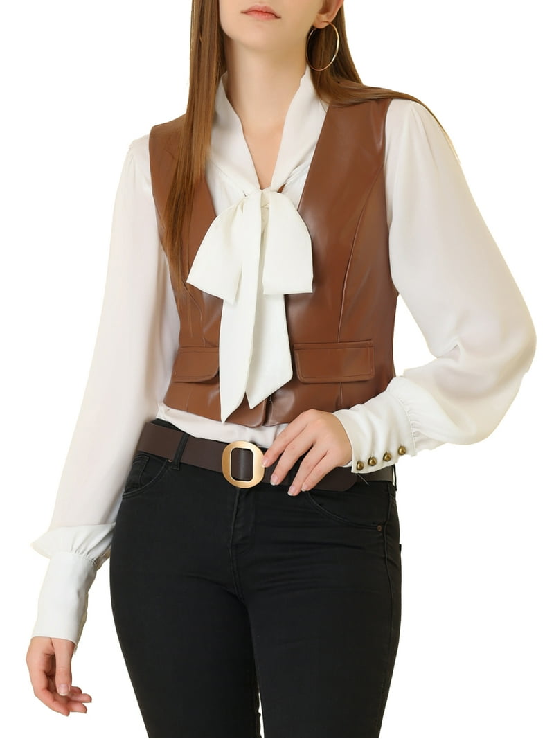 Unique Bargains Women's Retro Vest Button Front Sleeveless