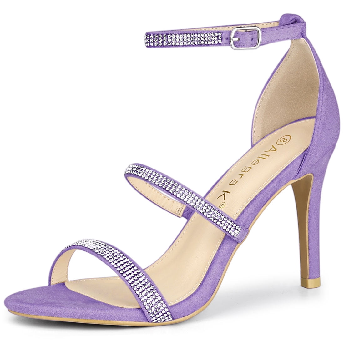 Unique Bargains Women's Rhinestone Ankle Strap Stiletto Sandals