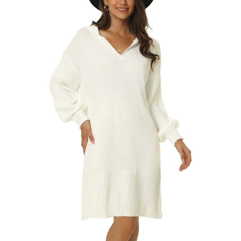 White ribbed shops jumper dress