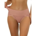 thumbnail image 1 of DARING DIVA Women's Ribbed High Leg Underpants Available In Plus Size 2XL Light Red, 1 of 6