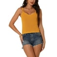 thumbnail image 1 of Unique Bargains Women's Ribbed Knit Crop Spaghetti Strap Camisole Vest Tops, 1 of 6