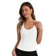 thumbnail image 1 of Unique Bargains Women's Ribbed Slim-Fit Camisoles Deep V Neck Comi Tank Tops L White, 1 of 6