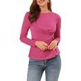 thumbnail image 1 of Unique Bargains Women's Round Neck Front Twist Top Long Sleeve Blouse, 1 of 7