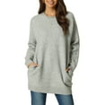 thumbnail image 1 of DARING DIVA Round Neck Pullover Long Sleeve Casual Sweater S Grey, 1 of 8