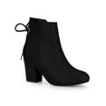 thumbnail image 1 of Unique Bargains Women's Round Toe Block Heel Back Zipper Ankle Boots Black 9, 1 of 7