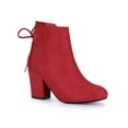 thumbnail image 1 of Unique Bargains Women's Round Toe Block Heel Back Zipper Ankle Boots Red 10, 1 of 7