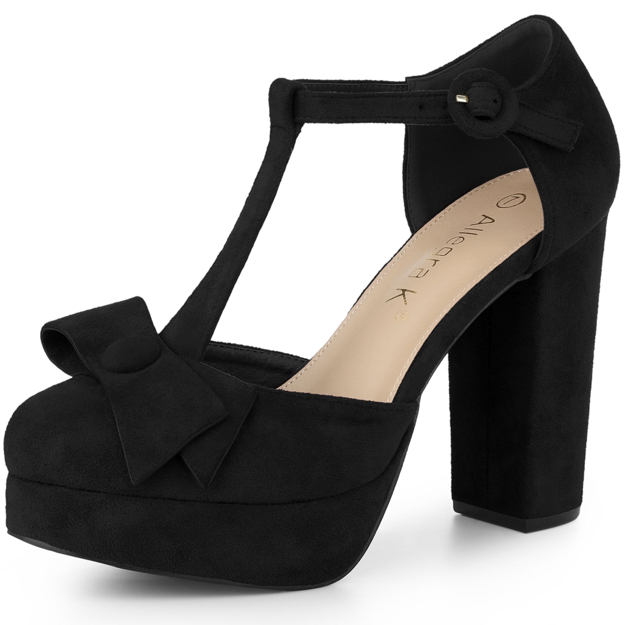 Allegra K Women S Platform Bow T Strap Chunky Heels Pumps | Fruugo BH