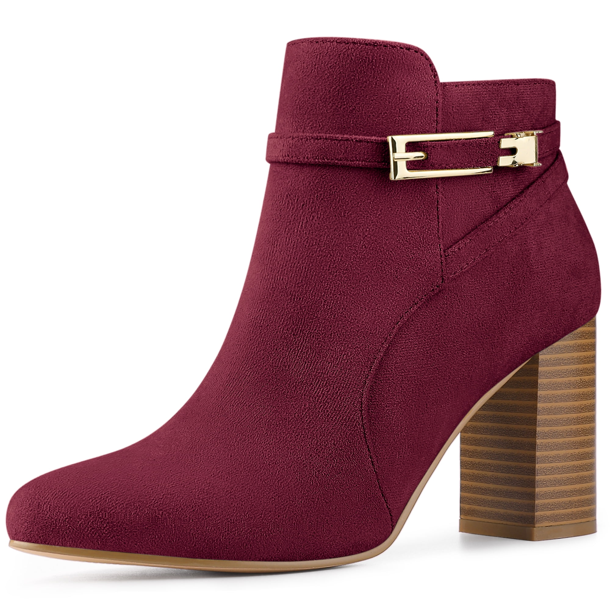 Burgundy chunky hotsell heel booties