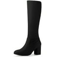 thumbnail image 1 of Unique Bargains Women's Round Toe Chunky High Heels Knee High Boots, 1 of 6
