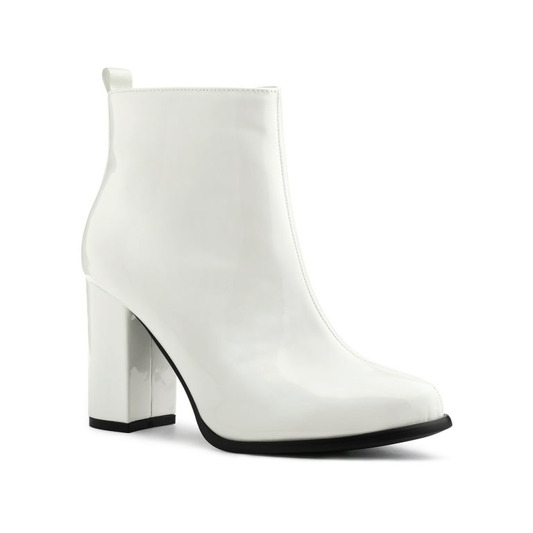 White chunky top ankle boots