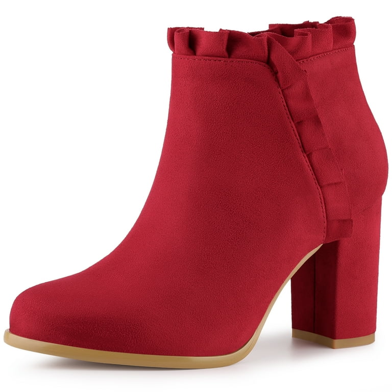 Red block sales heels boots