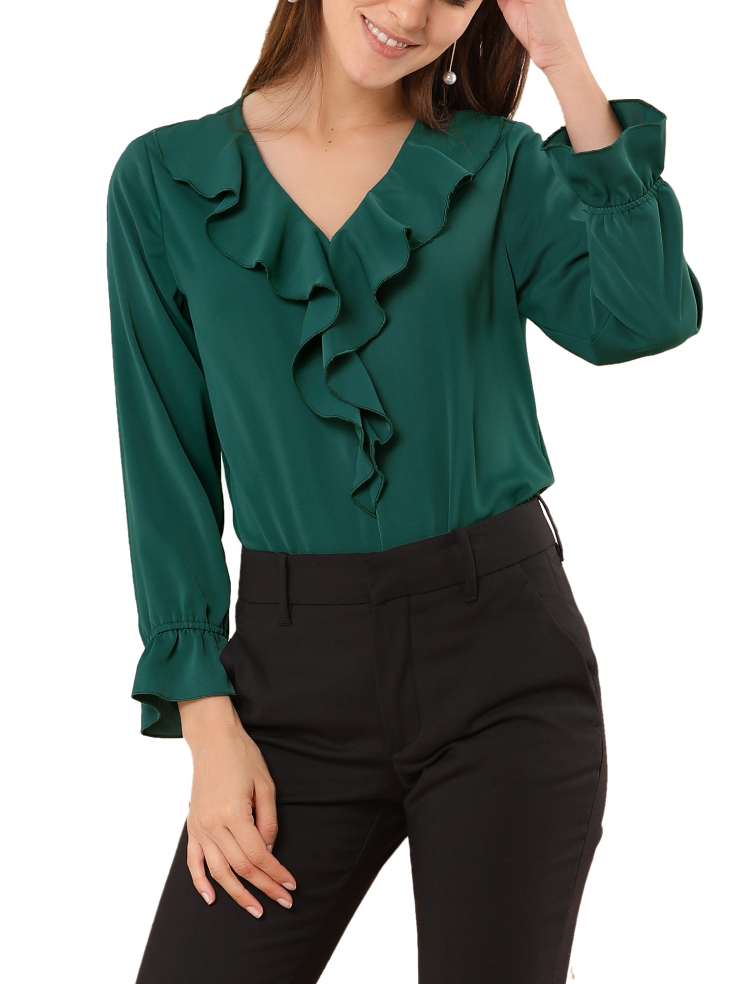 green peasant blouse