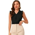 thumbnail image 1 of DARING DIVA Ruffled V Neck Sleeveless Tops Shirts L Black, 1 of 7