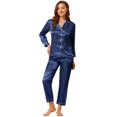 thumbnail image 1 of Unique Bargains Women's Satin 2pc Loungewear Button Down Silky Pajama Sleepwear Sets, 1 of 6