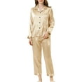 thumbnail image 1 of Unique Bargains Women's Satin 2pc Loungewear Button Down Silky Pajama Sleepwear Sets, 1 of 5