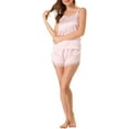 thumbnail image 1 of Unique Bargains Women's Satin Camisole Lace Cami Shorts Pajamas Sleepwear Sets, 1 of 6