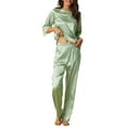 thumbnail image 1 of Unique Bargains Women's Satin Lounge with Pants Nightwear Pajama Sleepwear Sets, 1 of 5
