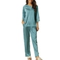 thumbnail image 1 of Unique Bargains Women's Satin Lounge with Pants Nightwear Pajama Sleepwear Sets, 1 of 5