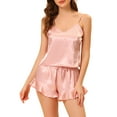 thumbnail image 1 of Unique Bargains Women's Satin Sexy Lingerie Cami Tops with Shorts Sleepwear Pajamas Sets, 1 of 5