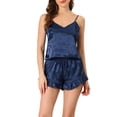 thumbnail image 1 of Unique Bargains Women's Satin Sexy Lingerie Cami Tops with Shorts Sleepwear Pajamas Sets, 1 of 5