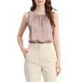 thumbnail image 1 of Unique Bargains Women's Satin Sleeveless Work Office Pleated Tank Top Blouse, 1 of 6