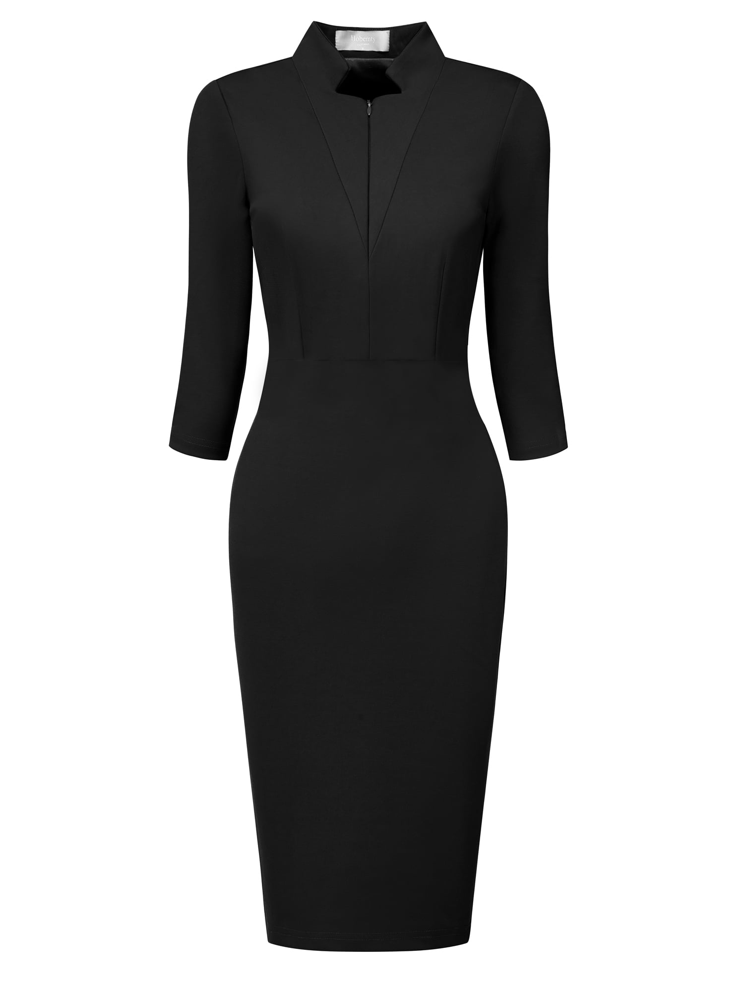 DARING DIVA Sheath Zipper Collar Pencil Dress S Black