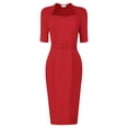 thumbnail image 1 of Unique Bargains Women's Sheath with Belt Vintage Sweetheart Neck Pencil Dress XL Red, 1 of 6