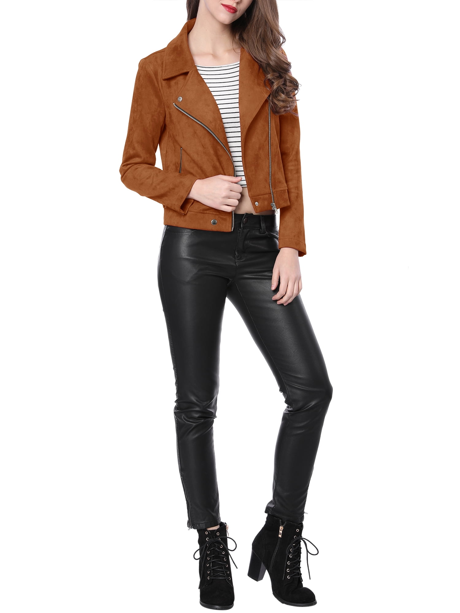 Genuine Suede Leather Jacket Women Brown Soft & Supple Suede Jacket Gift  Sale | eBay