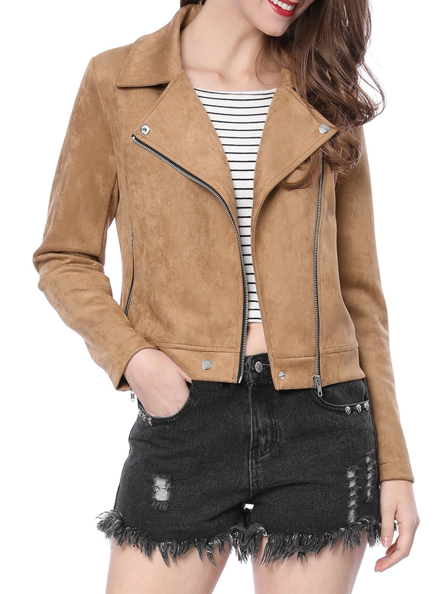 Khaki faux suede hot sale jacket
